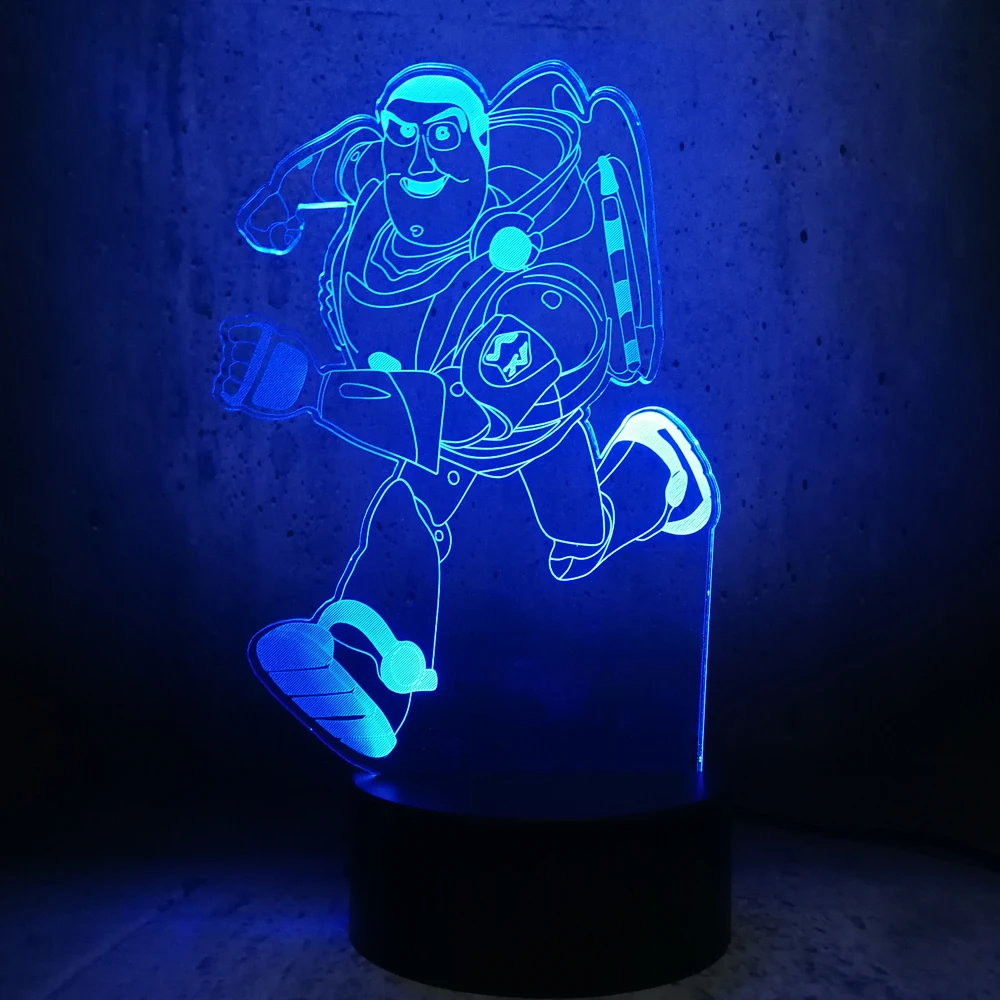 Светодиодная лампа История игрушек Базз светильник год бег ночной Светильник 3D
