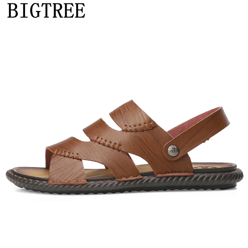 Роскошная Брендовая обувь мужские пляжные сандалии летняя летние из натуральной