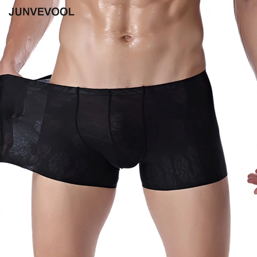 Мужские трусы боксеры шорты для женщин Человек 1 шт. Ice Silk печати мужчин s Черный