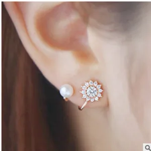 

2016 New Fashion Exquisite Snowflake Earrings Sweet High Temperament Imitation Pearl Bridal Jewelry Wholesale