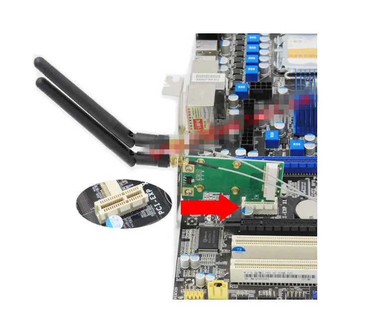 Адаптер Wi Fi мини PCI E адаптер для беспроводной сетевой карты с 2 антеннами