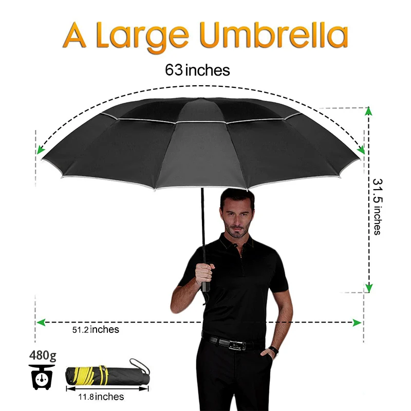 Складной зонт двухслойный 130 см 10 к с защитой от ветра и дождя|Зонтики| |