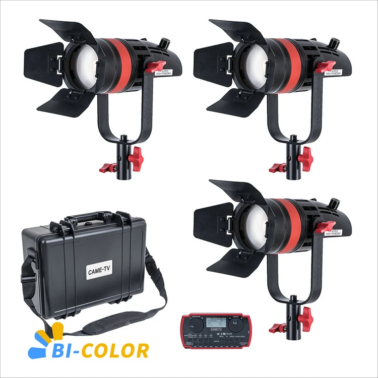 

3 Pcs CAME-TV Q-55S Boltzen 55w High Output Fresnel Focusable LED Bi-Color Kit 8700 lux@1m Led video light