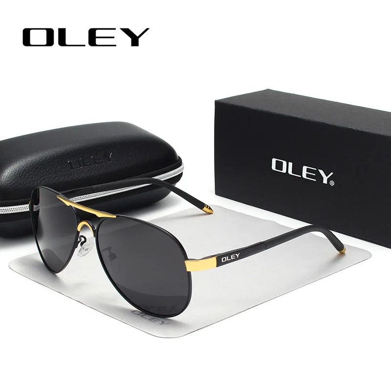 Y7492 C2 BOX OLEY, Брендовые мужские поляризованные солнцезащитные очки, классические, пилот, солнцезащитные очки, покрытие линз, оттенки для мужчин/женщин, полный набор, коробка, настраиваемый логотип - Цвет линз: Y7492 C2 BOX