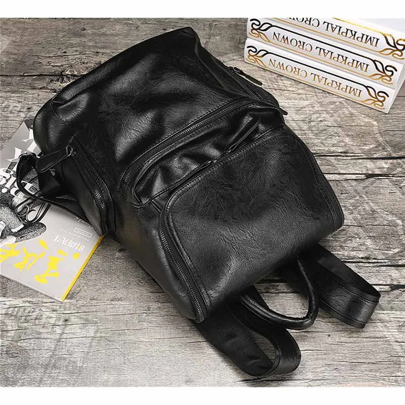 Мужской вместительный кожаный рюкзак KAVIS брендовый дорожный повседневный в