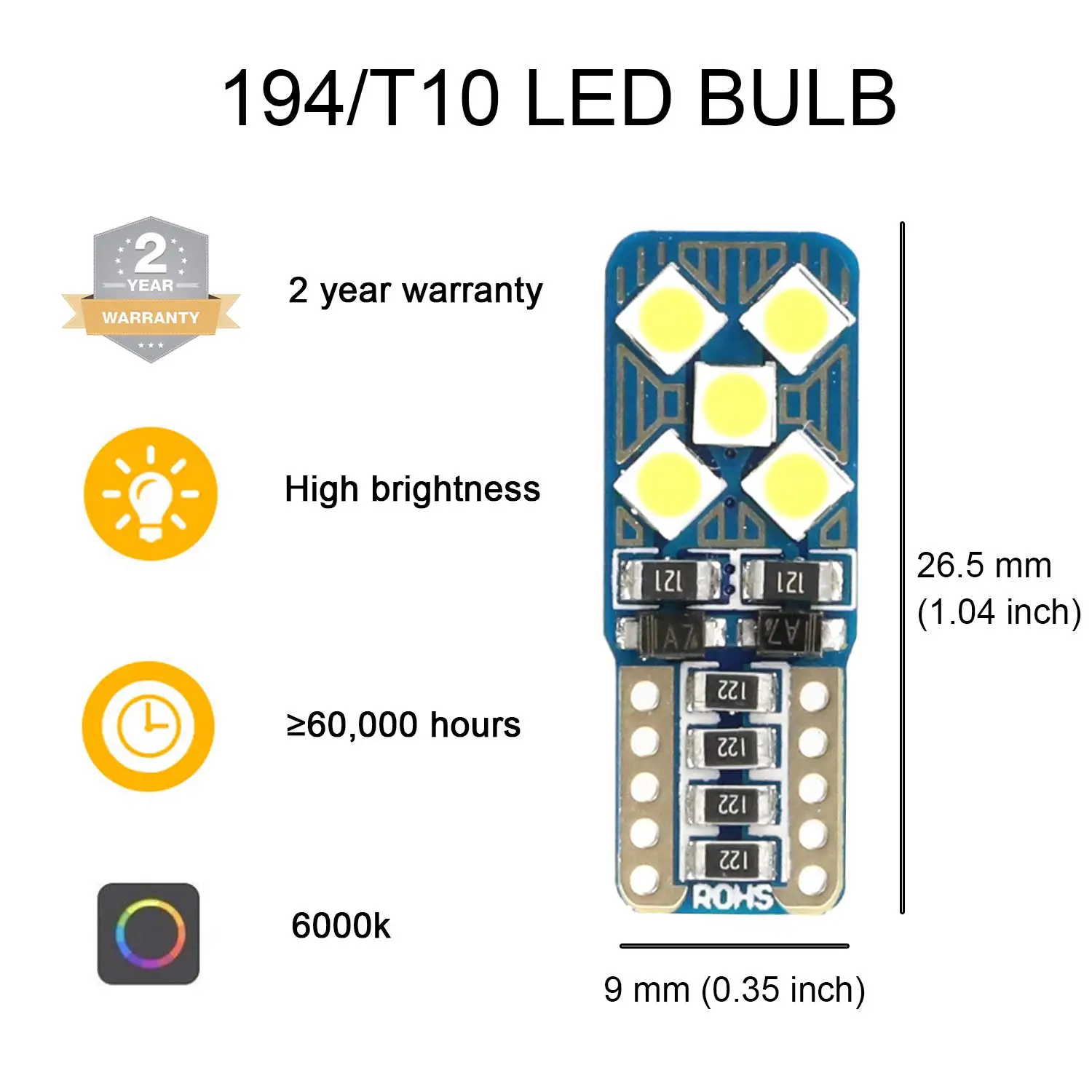 Автомобильный боковой клиновидный светильник T10 Led Canbus W5W 194 168 3030 COB 10smd Interiror Dome без
