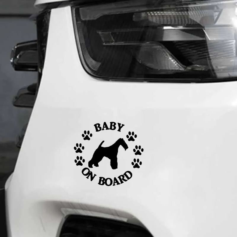 13 см * 12 Виниловая мотоциклетная наклейка для автомобиля BABY ON BOARD Fox Terrier Dog черная