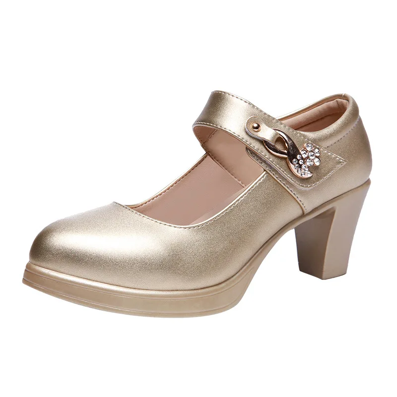 golden 5cm heel Свадебные туфли на квадратном каблуке золотистого и серебристого цвета женские туфли-лодочки г. Стразы, туфли на высоком каблуке 10 см женские вечерние модельные туфли 33, 41, 42, 43, 44 - Цвет: golden 5cm heel