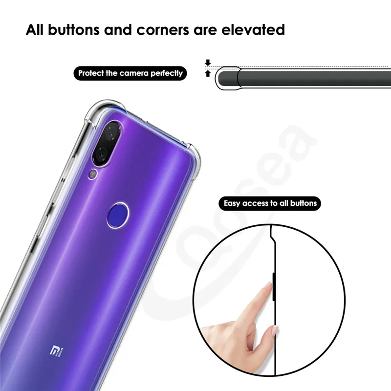 Qosea Прозрачный чехол для телефона Xiaomi Mi Play Silm силиконовый мягкий Ультратонкий