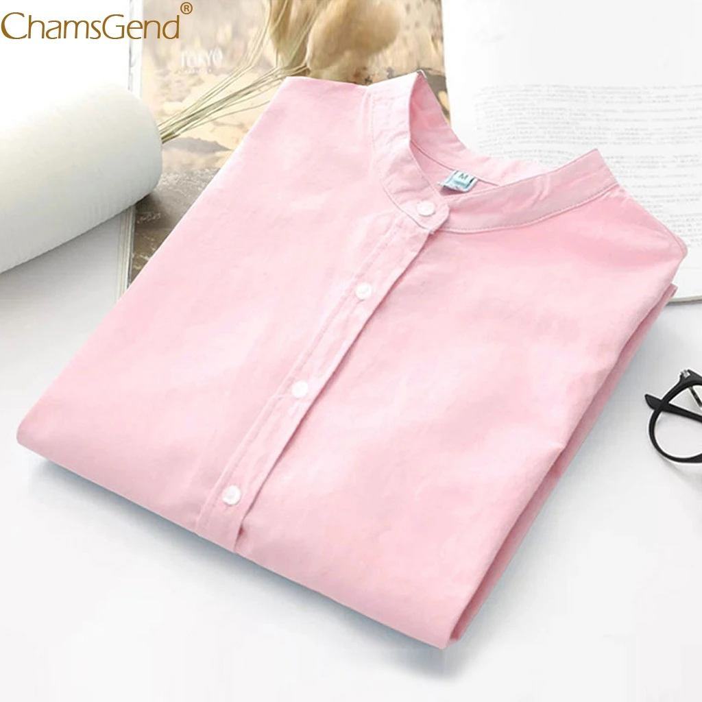 Женская однотонная блузка на пуговицах белая Повседневная Свободная большого