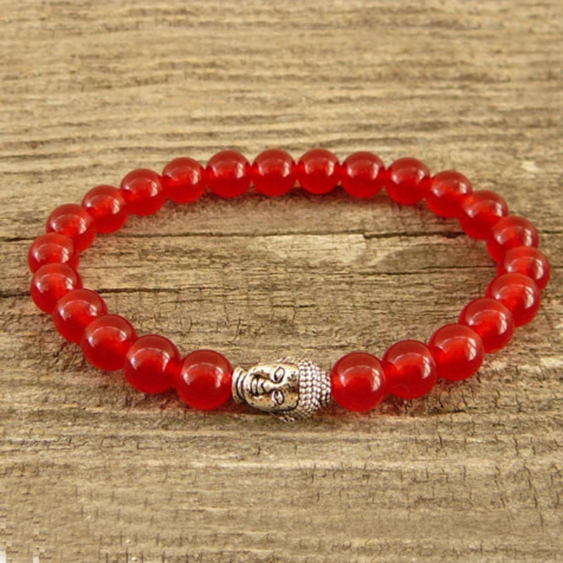 

Lucky Buddha Mala Meditation Bracelet Red Stone Beaded Buddha Jewelry Christmas Bracelet For Women