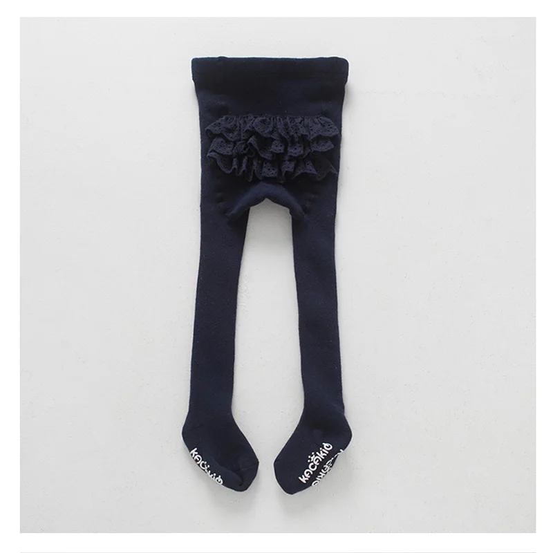 Новинка 2017 однотонные детские кружевные колготки с цветами для маленьких