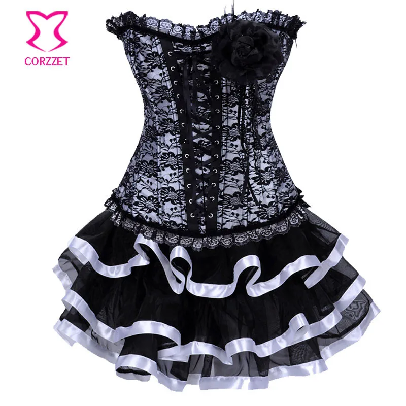 Платье с корсетом кружевной топ бюстье цветочной аппликацией и юбкой пачкой
