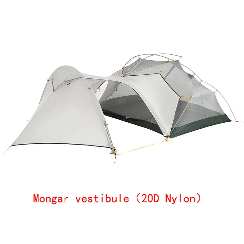 20D Mongar vestibule Naturehike 3 Season Mongar Camping Tent 20D Nylon Fabic Double Layer Waterproof Tent for 2 Persons NH17T007-M - Color: 20D Mongar vestibule
