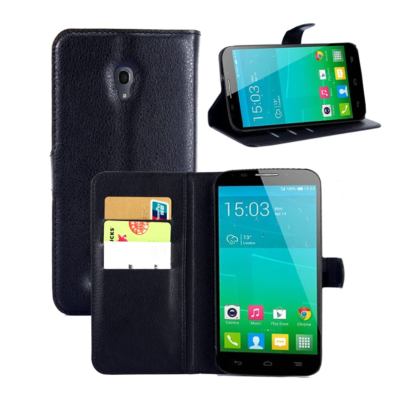 Винтажный кожаный чехол кошелек с подставкой для Alcatel Pop S9 OT7050K полиуретановая