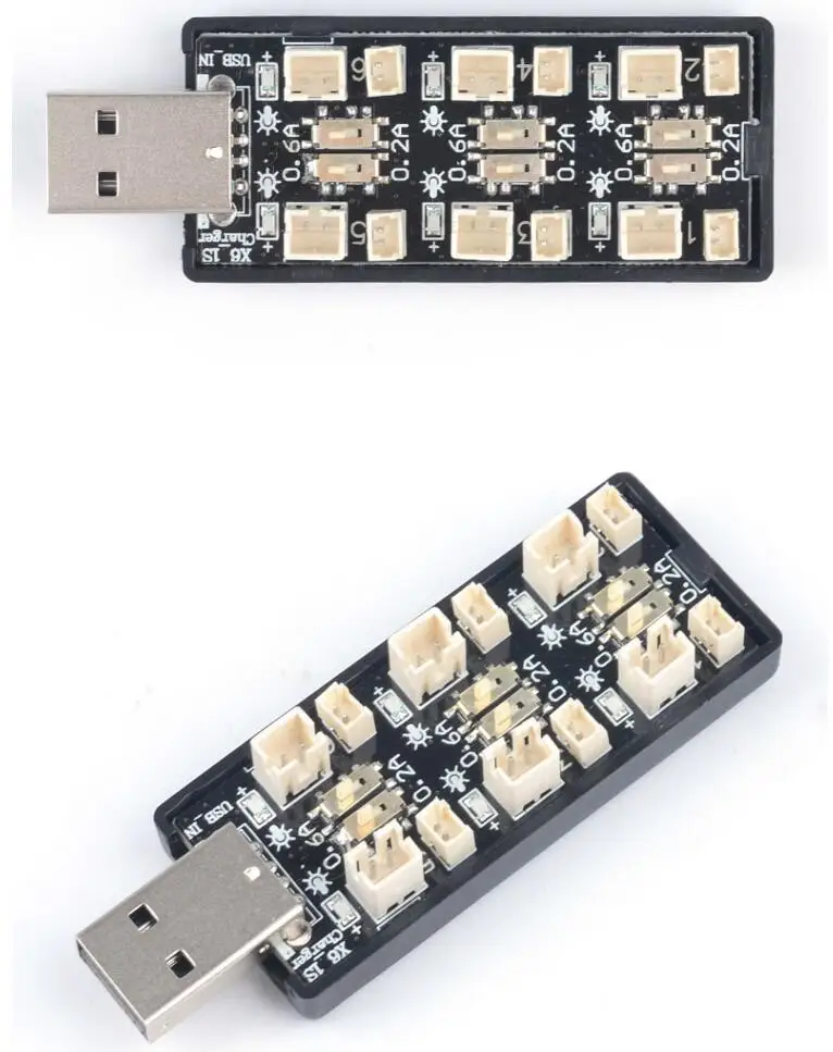 6 канальный USB адаптер для зарядки аккумуляторов LiHv Lipo 3 7 8 в 1S 5 В 2 А|Детали и