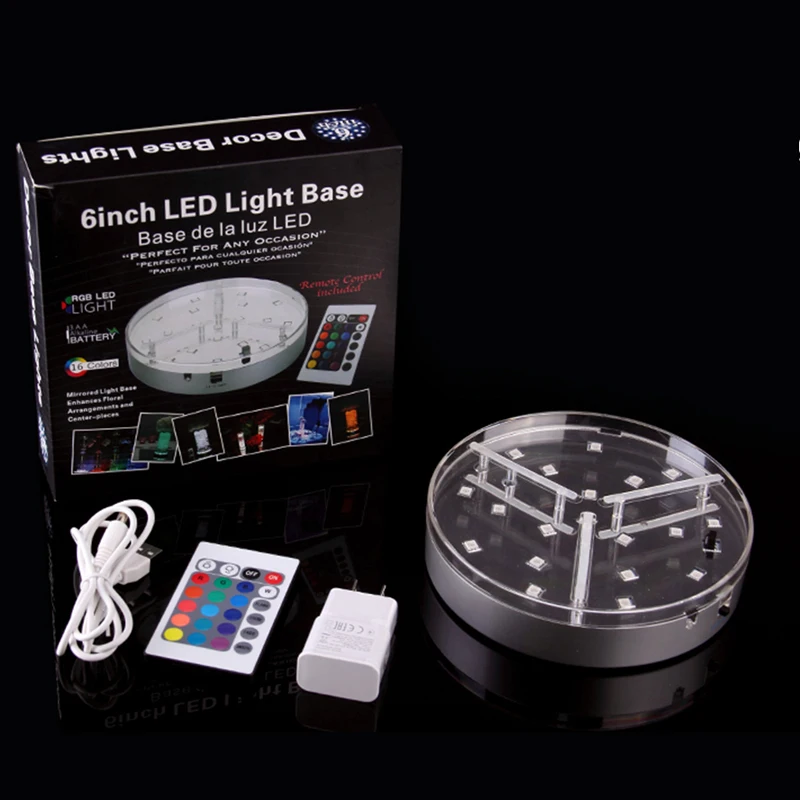 6 дюймов светодиодный Свадебный центральный цветной Вазы на батарейках с пультом