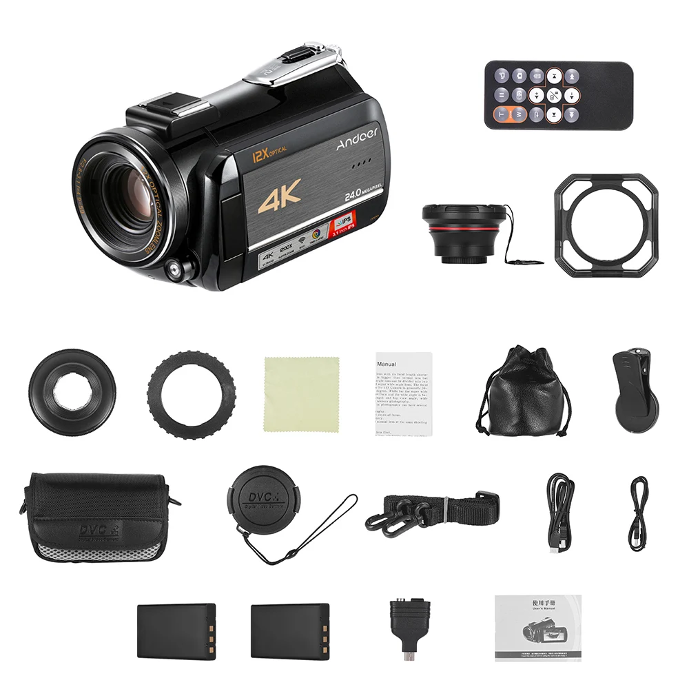 Andoer AC5 3 1 &quotIPS сенсорный экран 4K UHD 24MP Цифровая видеокамера регистратор DV + 0.39X