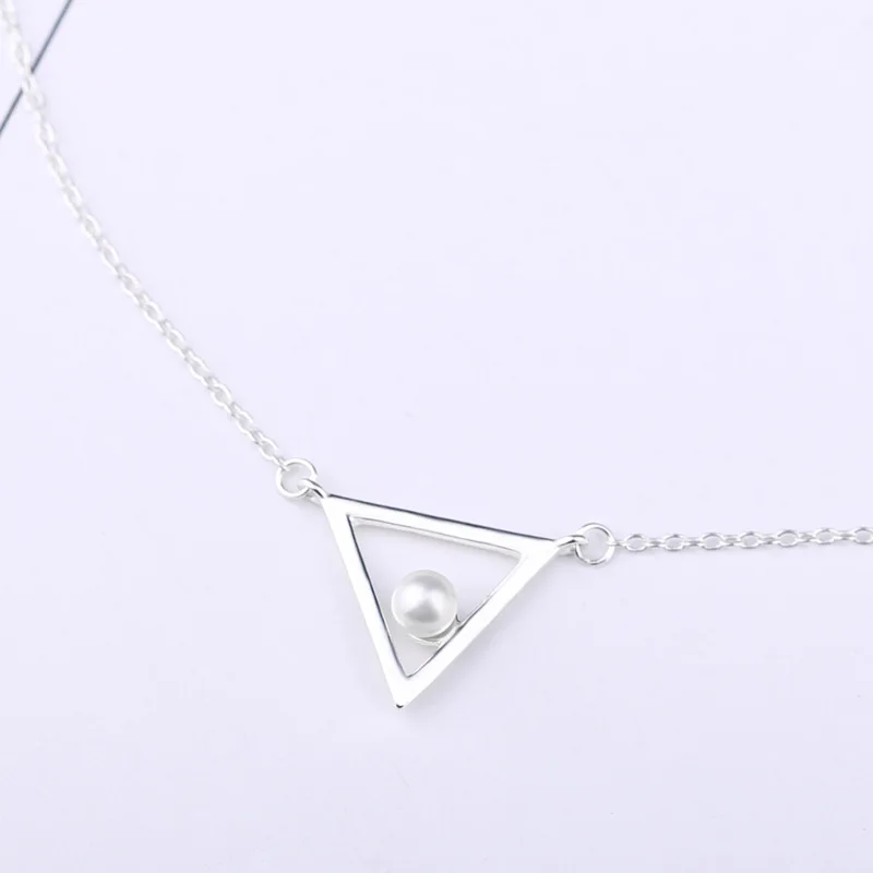 Маятниковые ожерелья collier argent aros mujer oreja de plata 925 ювелирные изделия colgantes минимализм подвеска треугольная ожерелье colares