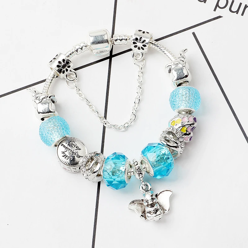 Silver Plated Bead Alloy Bracelet Elephant Fairy Tale Snake Chain Basic Charm For Fashion Women DIY Jewelry Gift | Украшения и