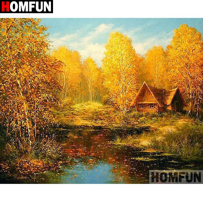 

Алмазная живопись HOMFUN A20311 с полным заполнением страз, картина «Домашний ландшафт» «сделай сам», алмазная вышивка стразы, декор для вышивки ...