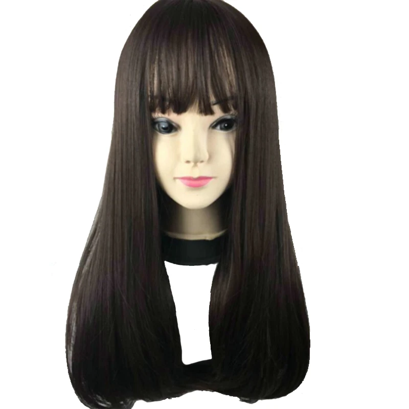 dark brown MCOSER 65 см синтетические волосы Air Bang черный коричневый цвет Harajuku косплей парик высокотемпературное волокно - Цвет: dark brown