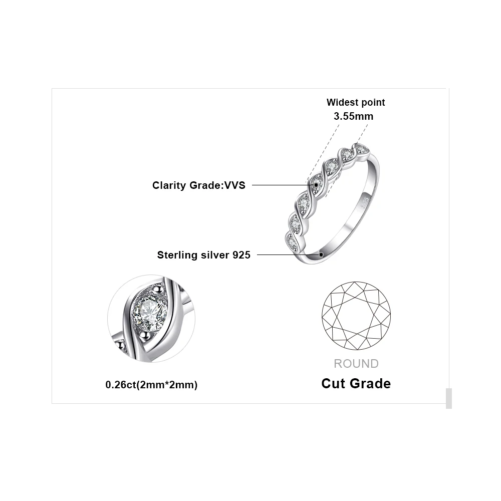 Jewelrypalace Классический круглый фианит Свадебные Promise Ring 925 стерлингов Серебряные Ювелирные Изделия Простые Свадебные Обручение кольцо