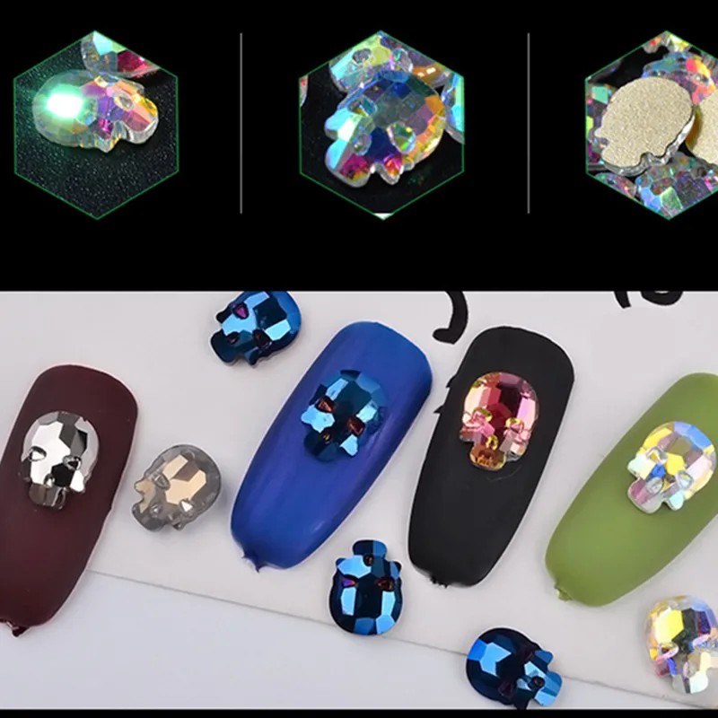 10 шт. Стразы для ногтей в виде черепа|nail rhinestones|rhinestone 3dnail art decorations |