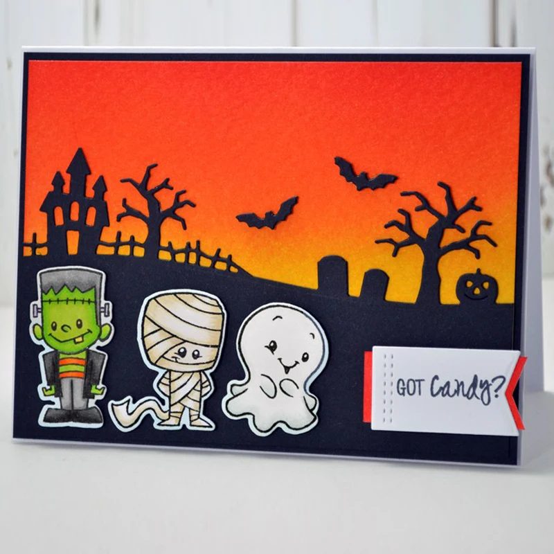 Прозрачный силиконовый штамп в виде монстров на Хэллоуин набор для скрапбукинга