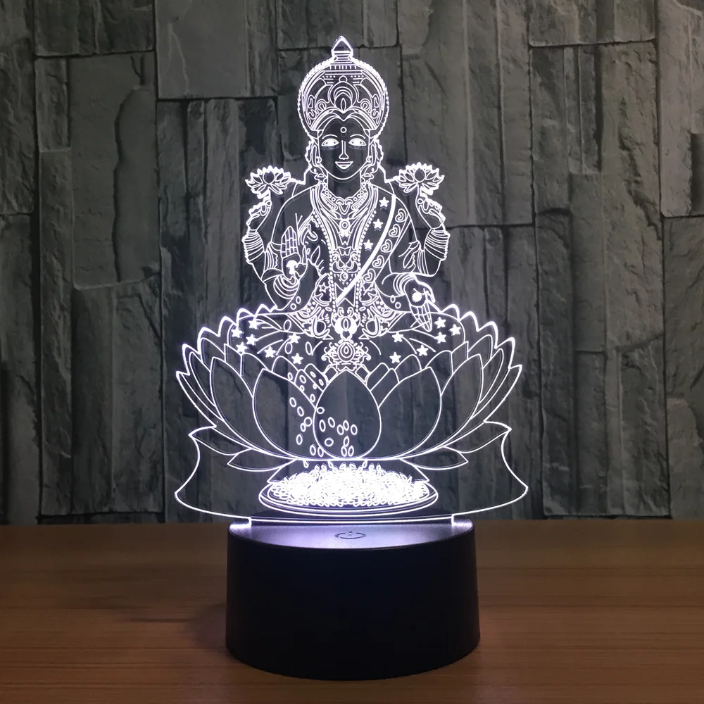 Ночная лампа Lotus Buddha с изменением цветов светодиодный светильник 3D для создания