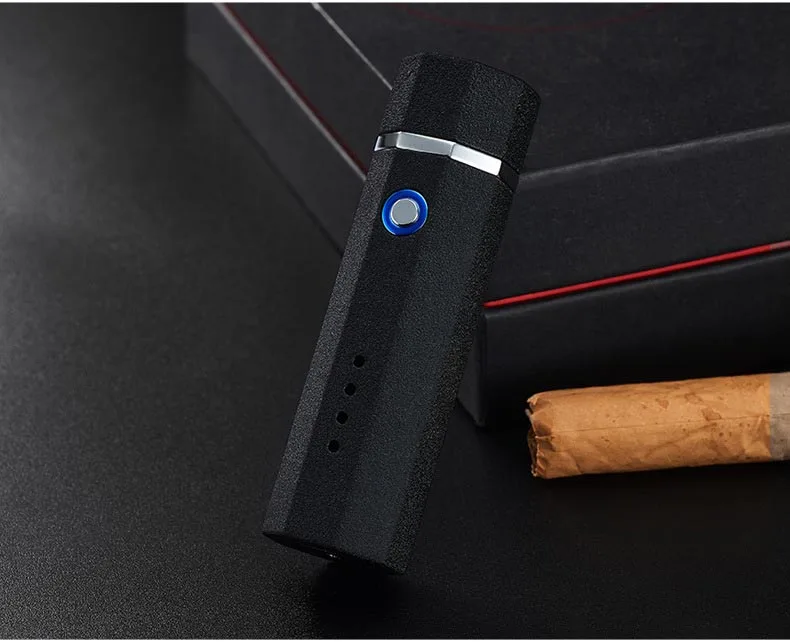 Двойная дуговая USB Зажигалка для сигар, электрическая зажигалка, цилиндрическая форма, цинковый сплав, ветрозащитная плазменная зажигалка - Цвет: matte black
