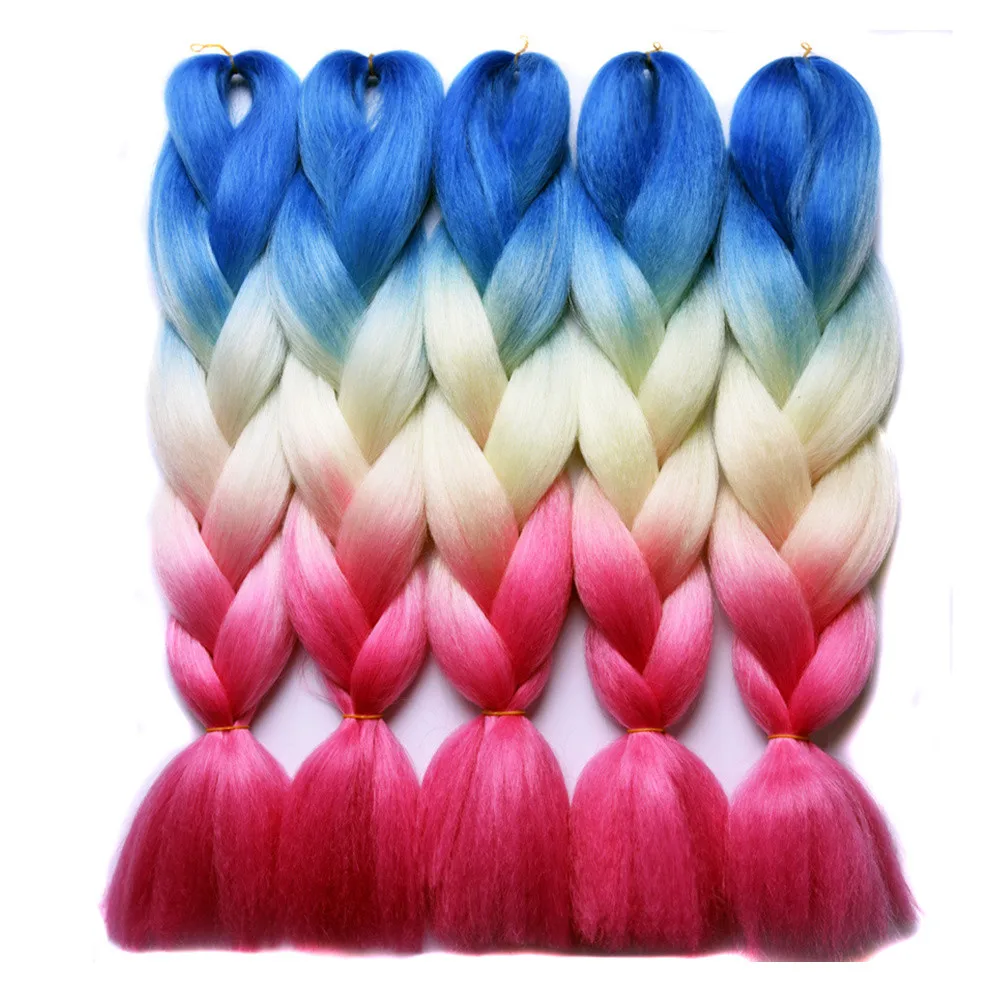 Sallyhair Омбре плетение волос для наращивания 2 тона цвет 1 упаковка 24 дюйма Высокая температура Большие синтетические косы объемные волосы черный