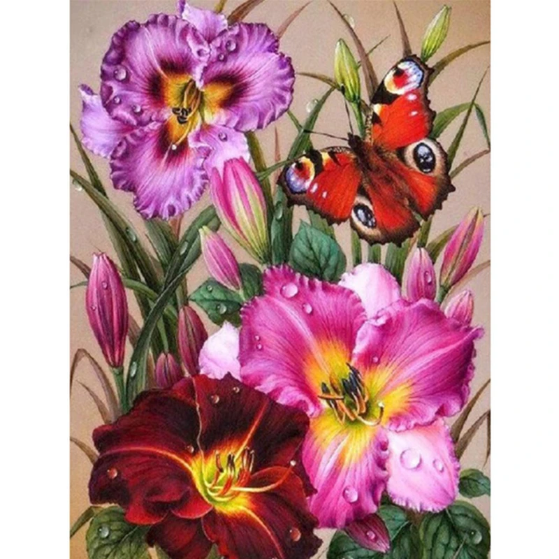 Полная круглая дрель 5D алмазная живопись бабочка цветок вышивка крест Дом