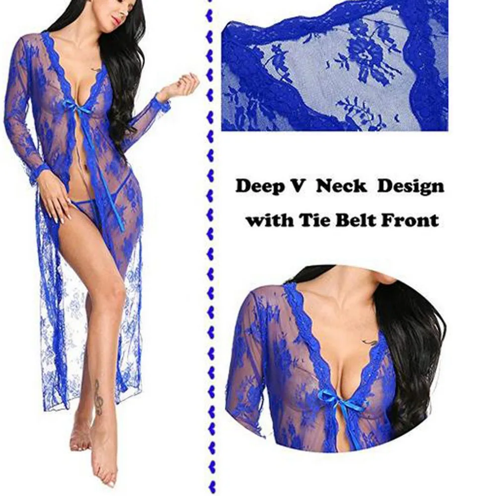 Женское сексуальное нижнее белье Babydoll, сексуальное эротическое нижнее белье, костюмы, длинная ночная рубашка, одежда для сна, белье с стрингами, пижама, халат, Lenceria