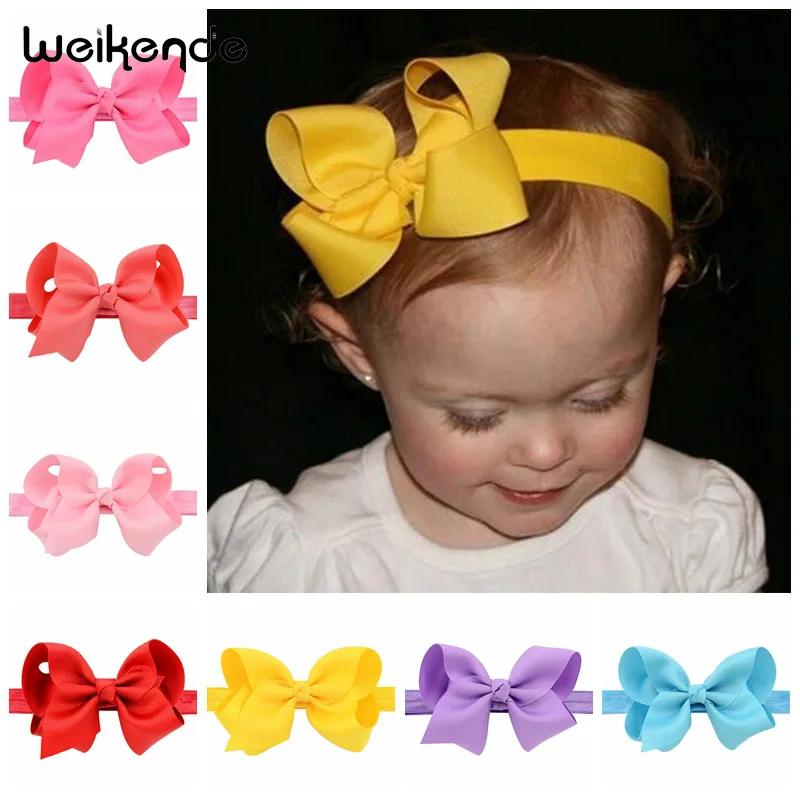 DIY 1Pcs 4&quot New Kids Big Bow Headband Handmade Boutique Elastic Hairband Headwear children kid Girls Hair Accessories Daily Life | Детская