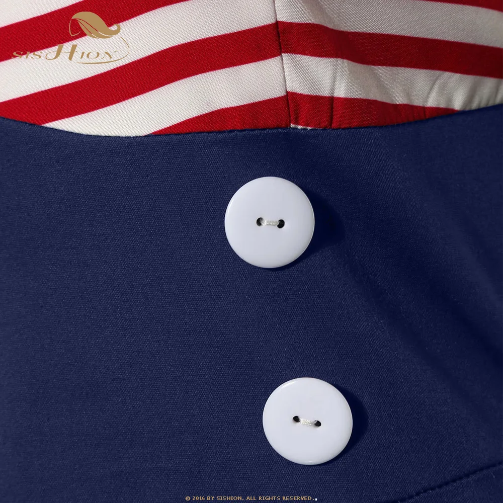 Женское винтажное платье в стиле ретро sision темно-синее без рукавов с принтом