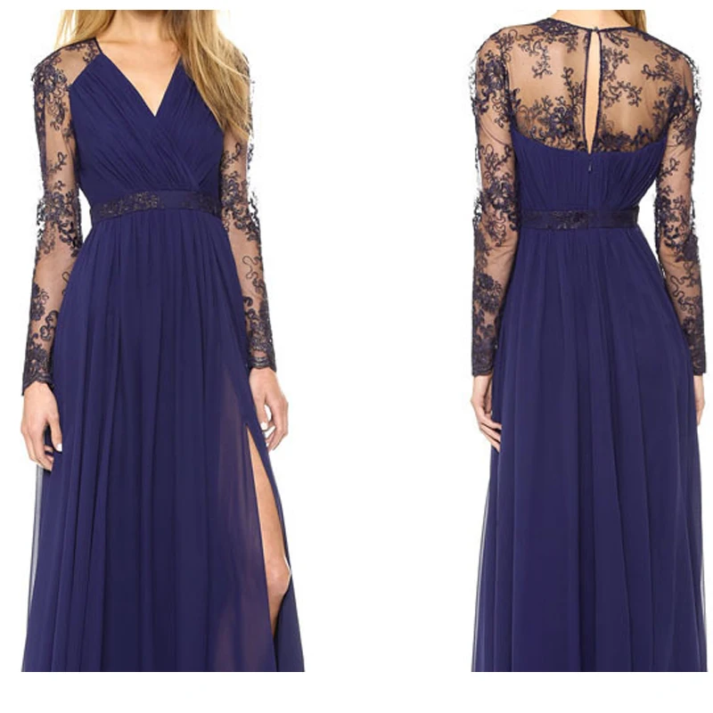 2019 Тонкая Повседневная Женская одежда вышитое кружевное платье с длинными