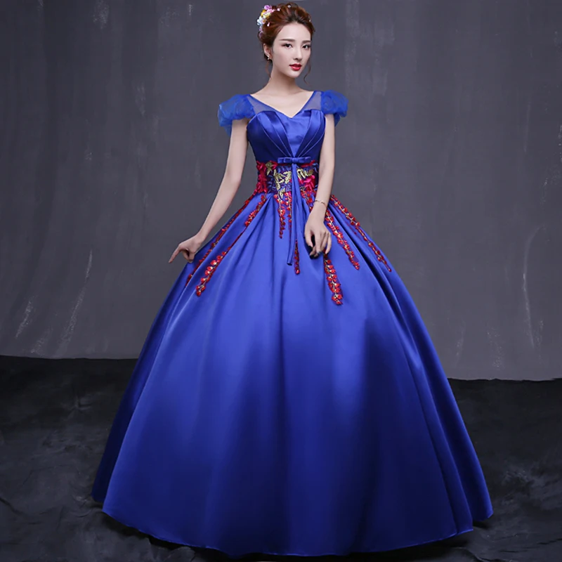 Королевское синее атласное платье Quinceanera милые платья 16 с аппликацией и бисером