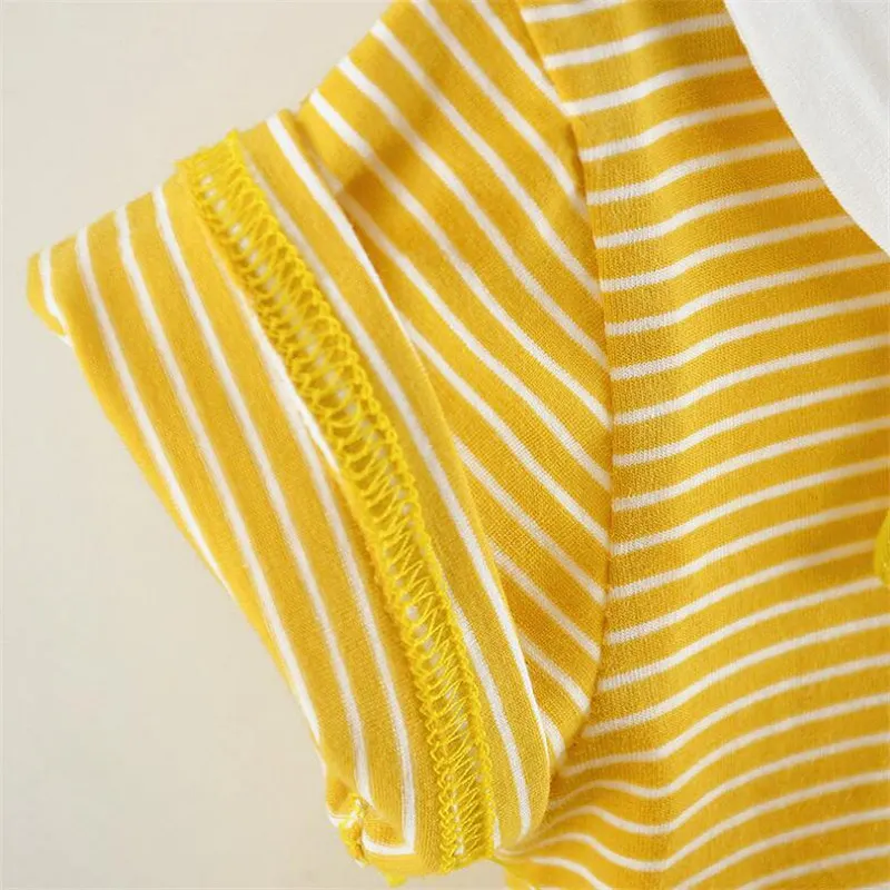 Летнее платье в полоску для девочек Повседневное принцессы с короткими рукавами