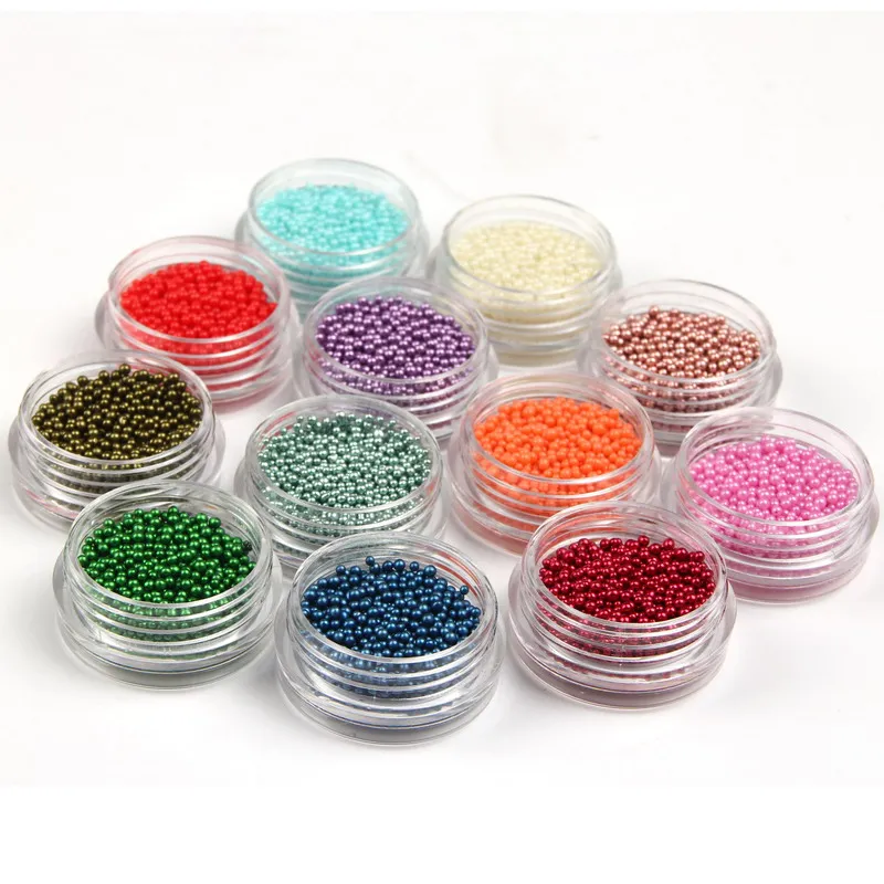 12 шт./лот цветные разноцветные бусины для ногтей икра стеклянные художественные