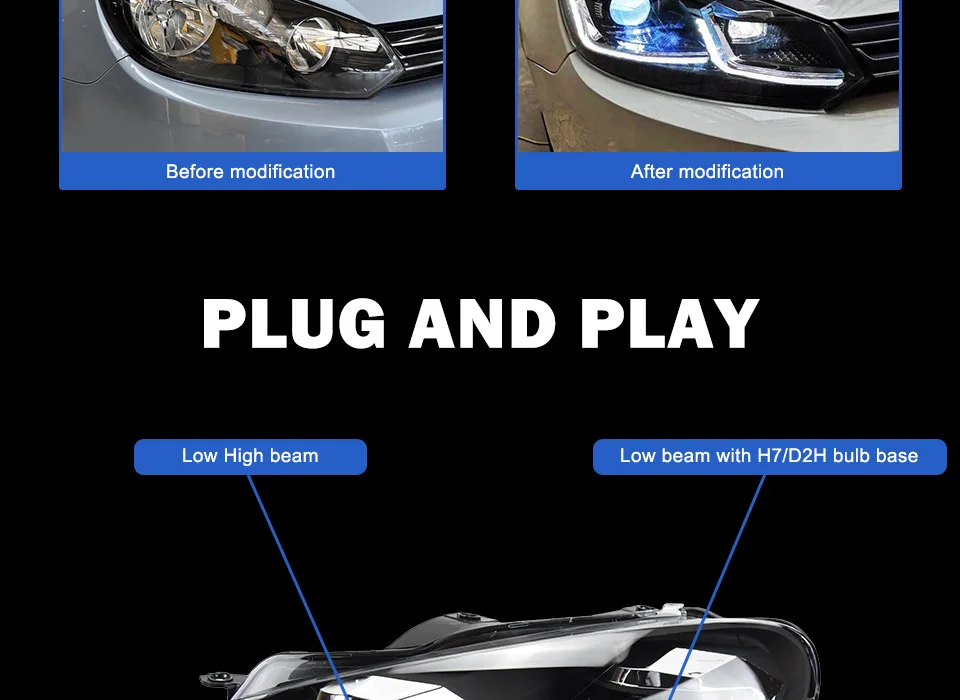 AKD автомобильный Стайлинг Головной фонарь для VW Golf 6 фары 2009-2012 Golf 6 светодиодный фонарь Golf6 R20 светодиодный DRL HID передняя лампа аксессуары