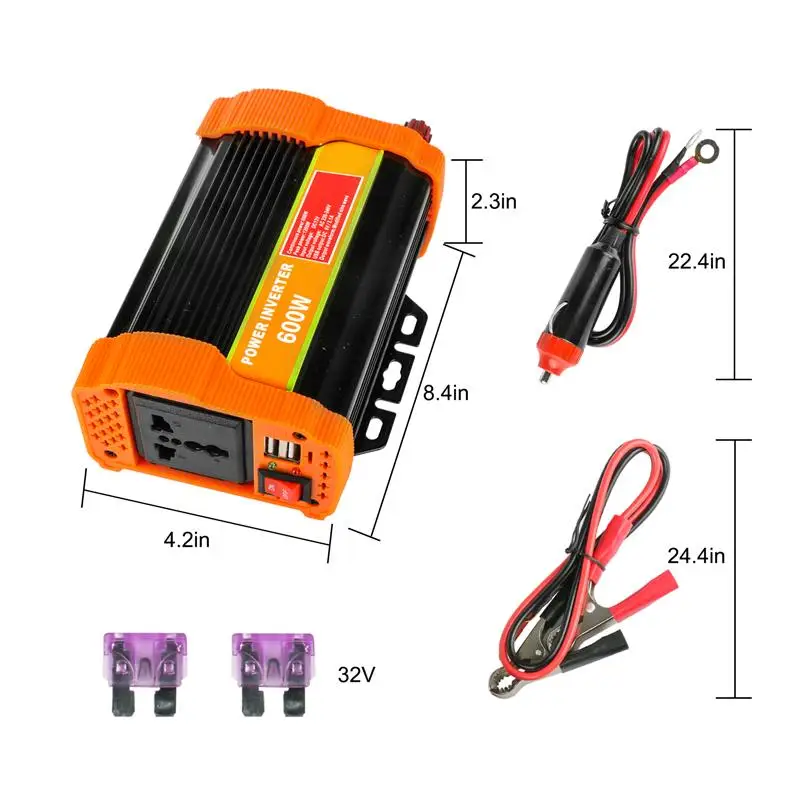 600 Вт полный мощность Инвертор DC 12 В к AC 220 конвертер 5 В/2.1A двойной USB зарядное