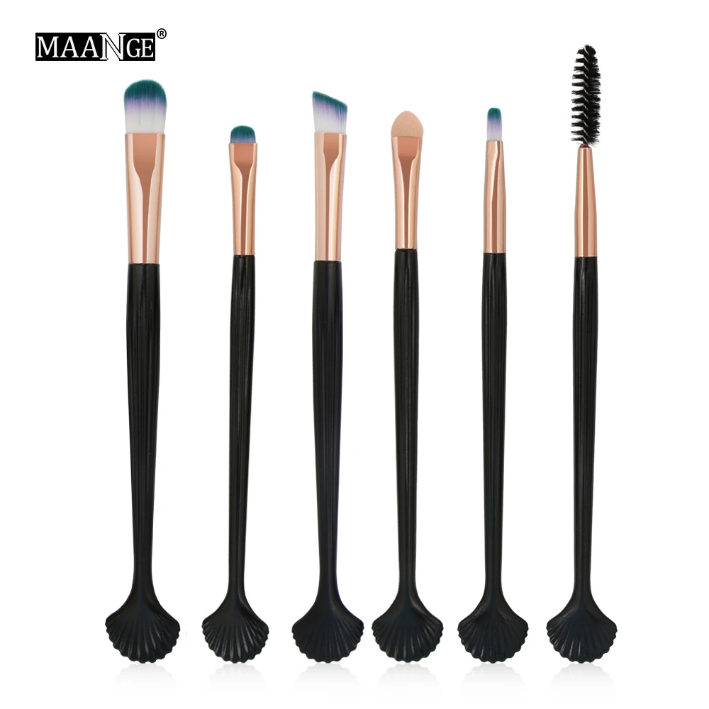 6pcs MAANGE 6 шт. Косметические кисти для макияжа Подводка для глаз, бровей, тени для век кисти для макияжа глаз набор brochas para maquillaje fan shape - Handle Color: 6pcs