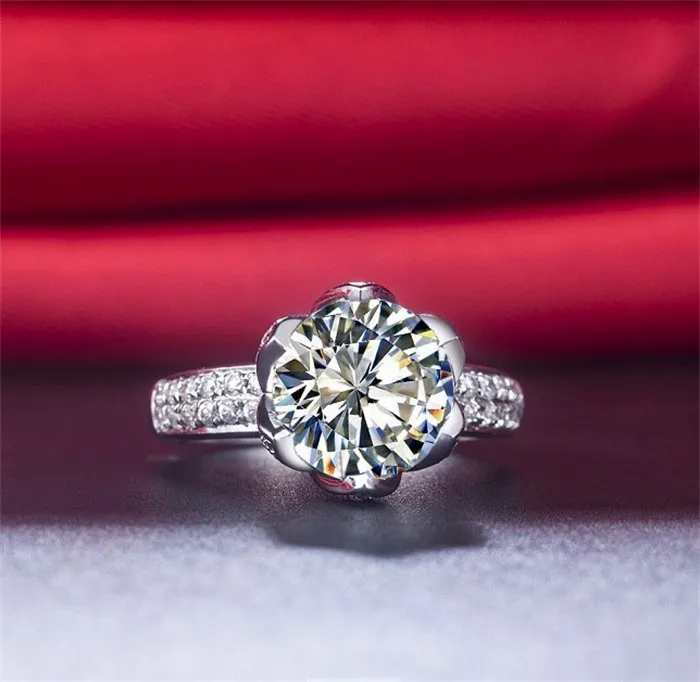 Кольцо женское Vecalon Flower Style из серебра 925 пробы с 3-каратным кубическим цирконием 5A, обручальное свадебное кольцо для размеров 4-10.