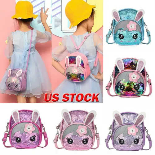 Школьный ранец для маленьких девочек с блестками и кроликом милый рюкзак