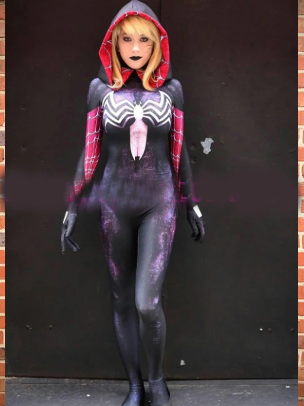 Gwinom костюм для косплея woder Woman zentai боди Symbiote Gwen Stacy Костюм Супергероя человека