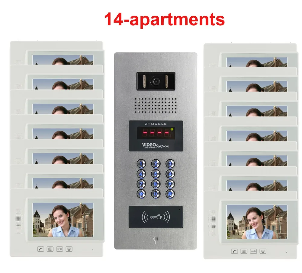 Домашняя Система внутренней связи ZHUDELE 7 &quotTFT-монитор видеодомофон для