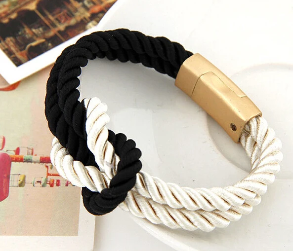 Двухслойный золотистый веревочный браслет с подвеской в морском стиле для