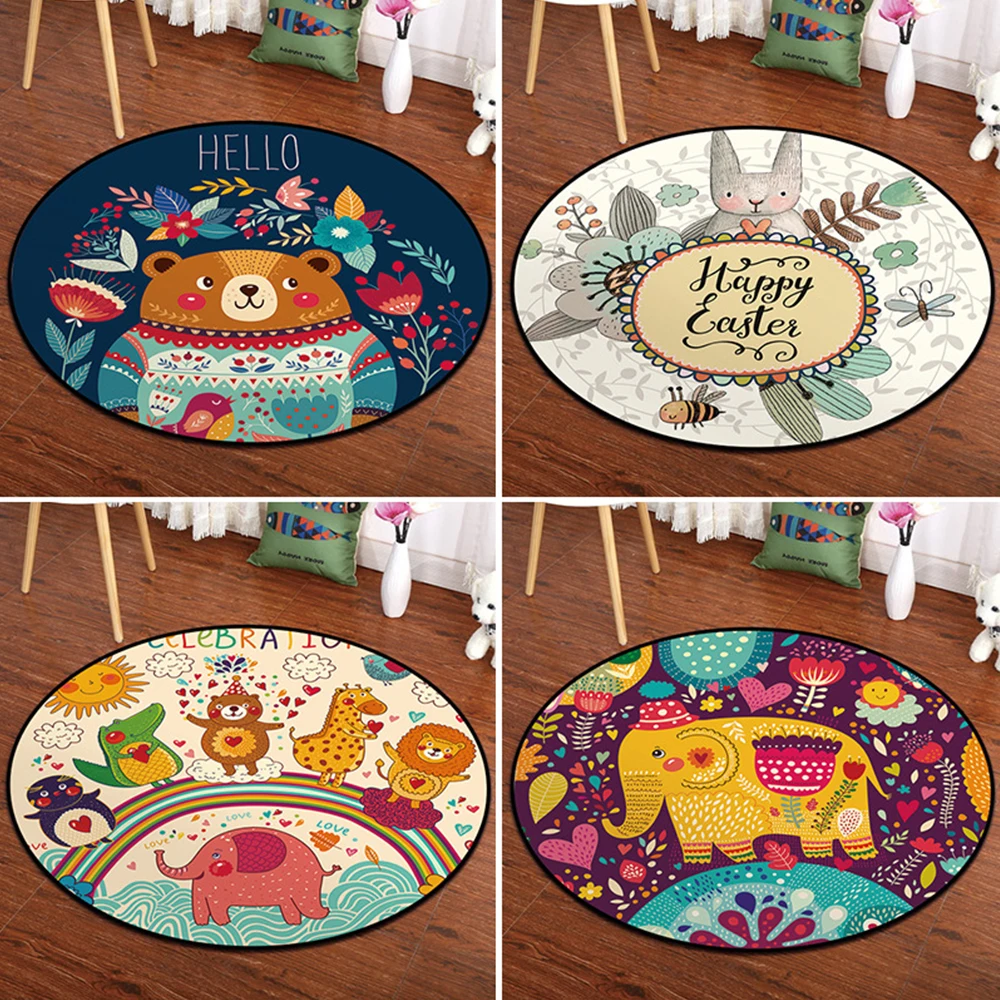 Детский коврик для лазания в скандинавском стиле с рисунком животных|Детские