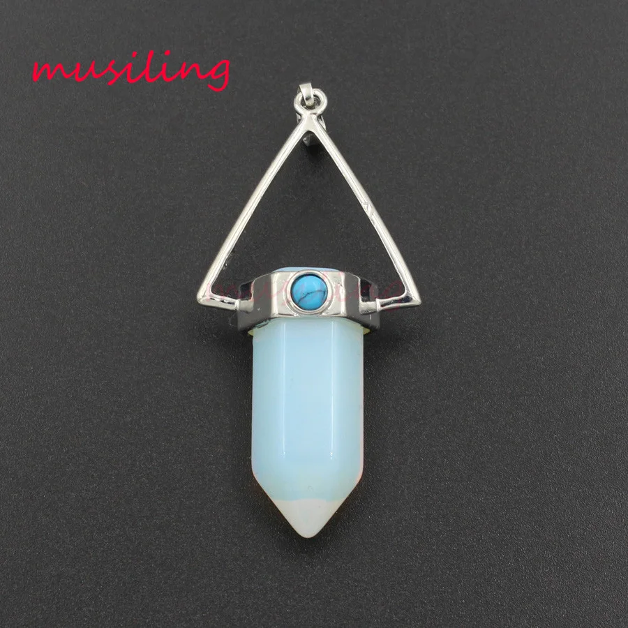 Шестигранная Призма подвески ожерелья цепи рейки маятник натуральный камень